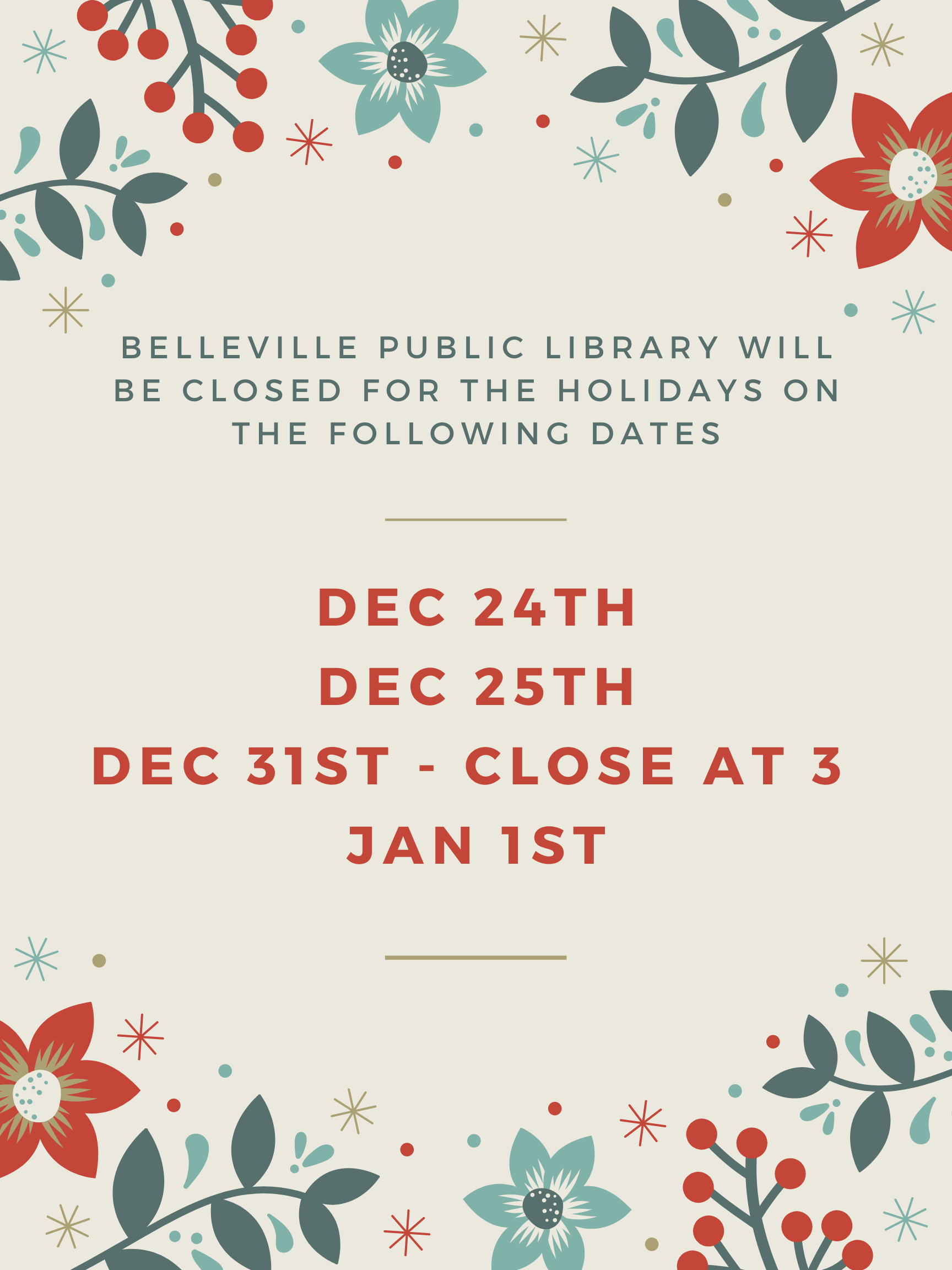 BellevillePUbliclibraryholidayhours Belleville Public Library